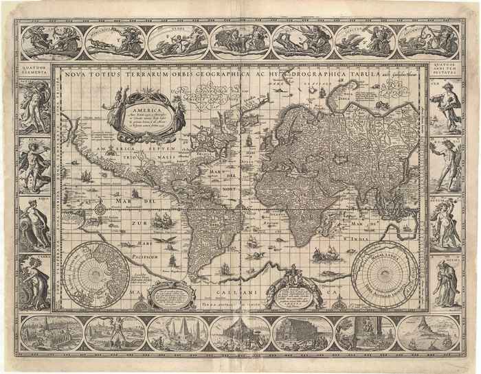 World map, Amsterdam, Willem Jansz Blaeu, 1630
